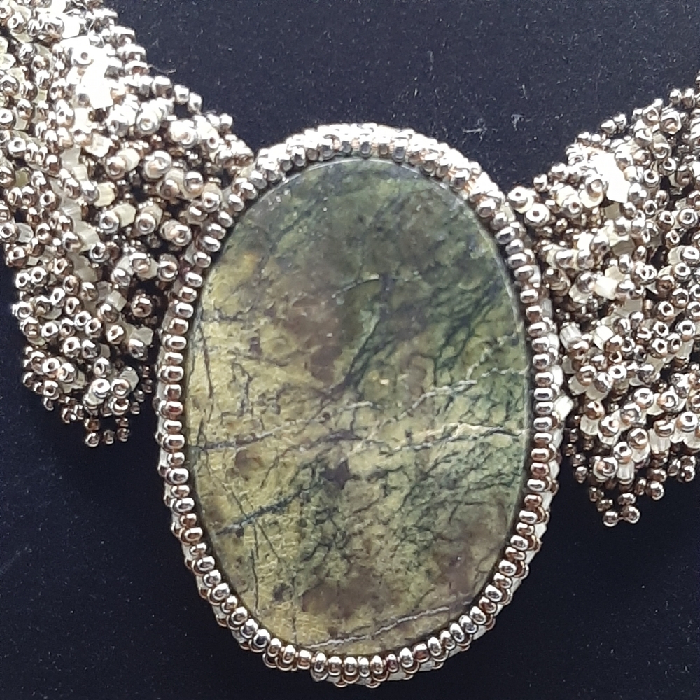 Hand Beaded Stone Choker